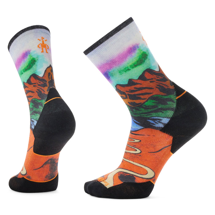 Smartwool Women's Trail Run Singletrack Print Crew Socks - Orange Rust