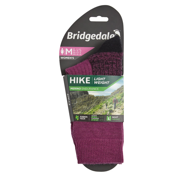 Bridgedale Women's MERINO HIKE Socks (Lightweight Berry)